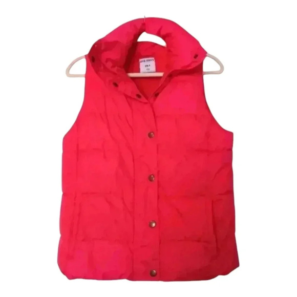 Y2K Old Navy puffer vest bright coral cozy zip up jacket. Pockets Sz medium - Picture 1 of 8